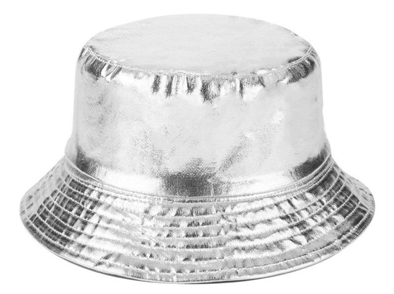 Joylife Metallic Bucket Hat Trendy Fisherman Hats Unisex Reversible Packable Sun Cap, Silver - Image 1